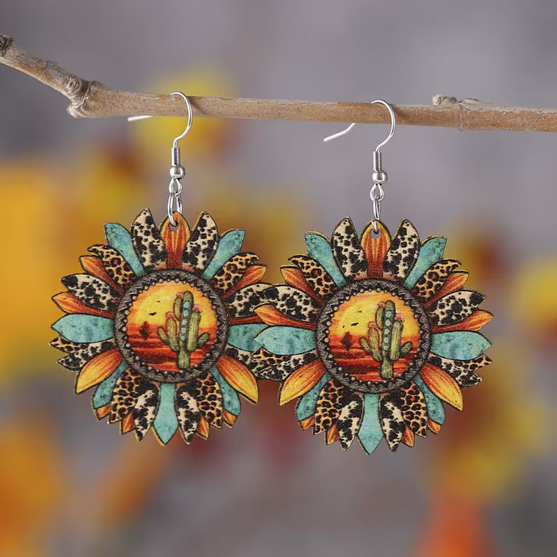 Sun + Cactus Scene Earrings