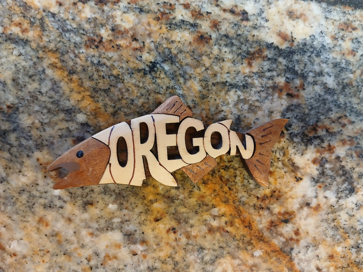Oregon Wooden Fish Magnet