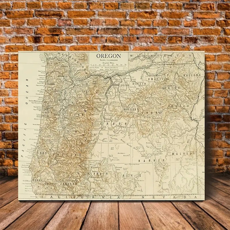 Oregon State Map Vinyl Wall Print