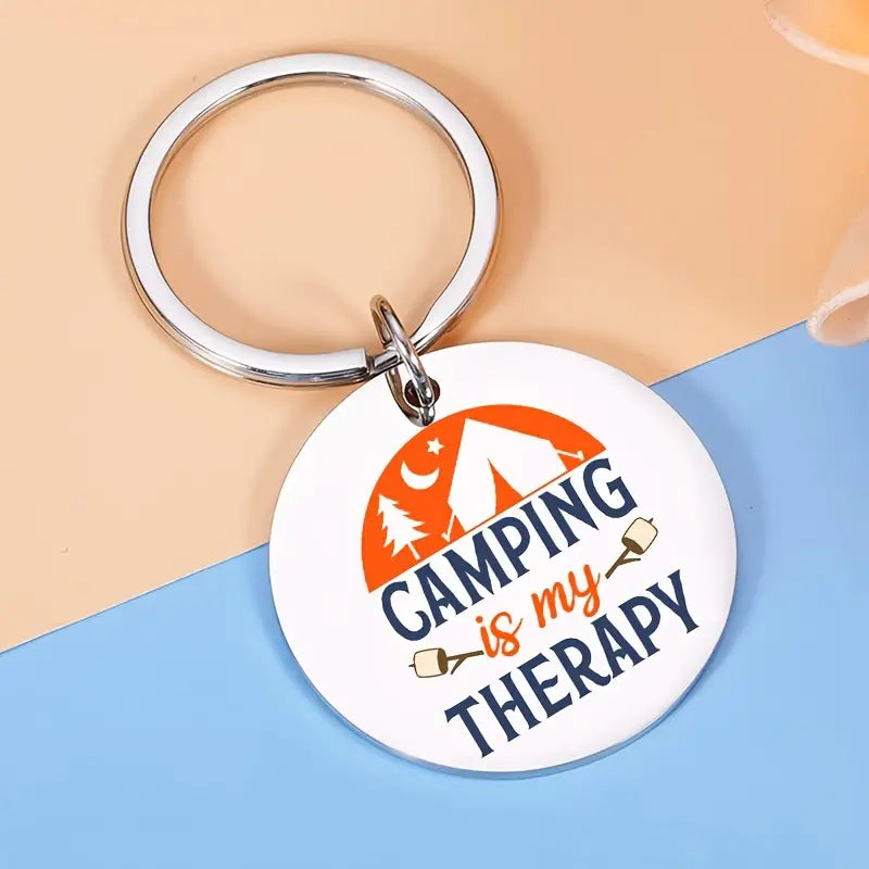Camping is My Therapy Keychain