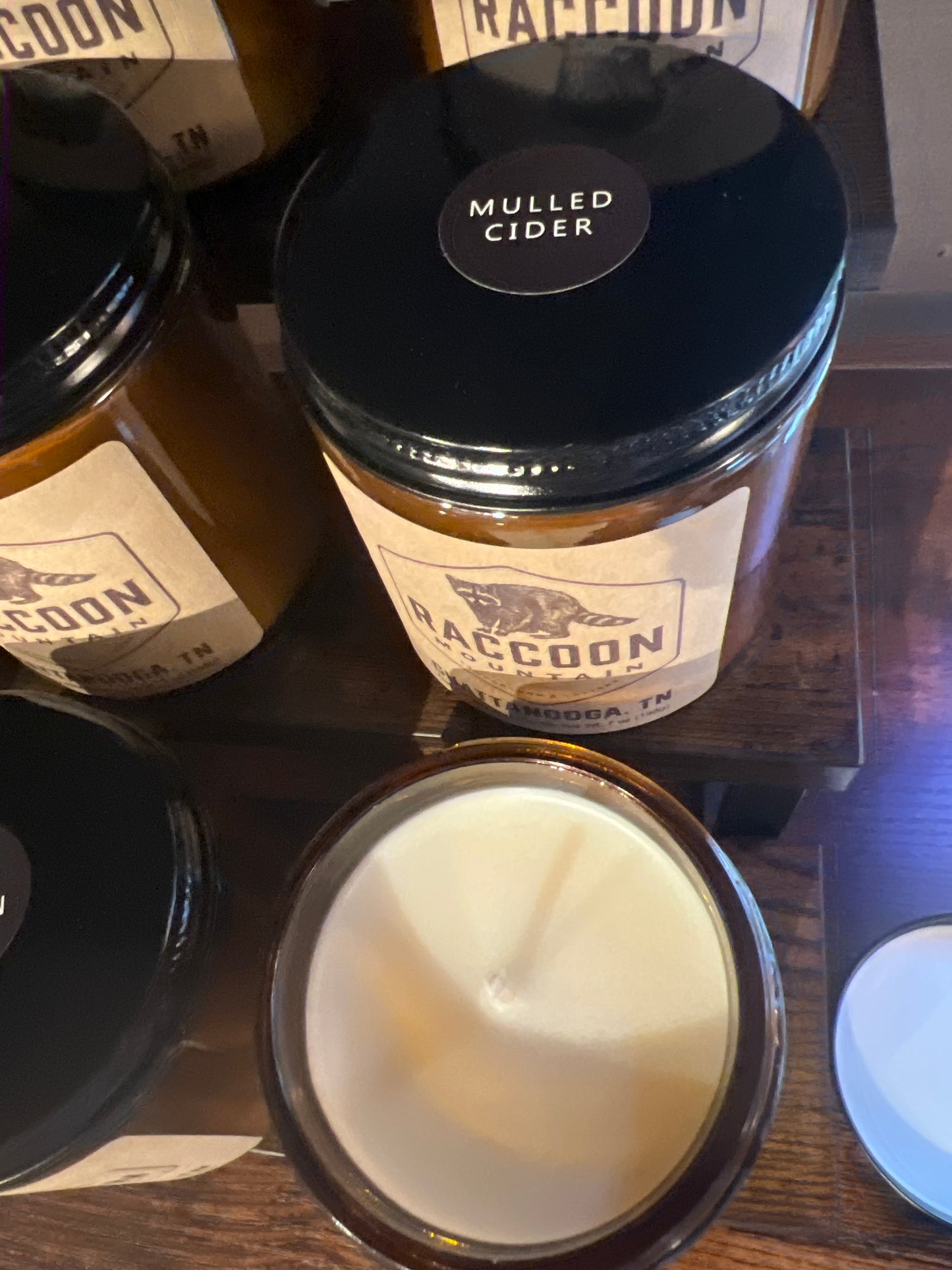 Raccoon Mountain Logo Candle