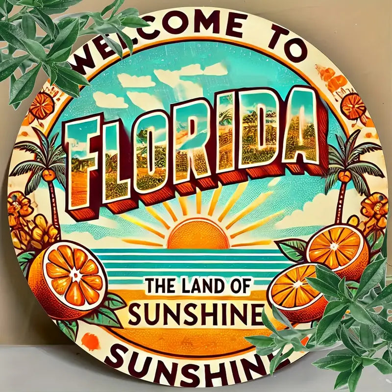 Welcome to Florida Florida Metal Circle Sign