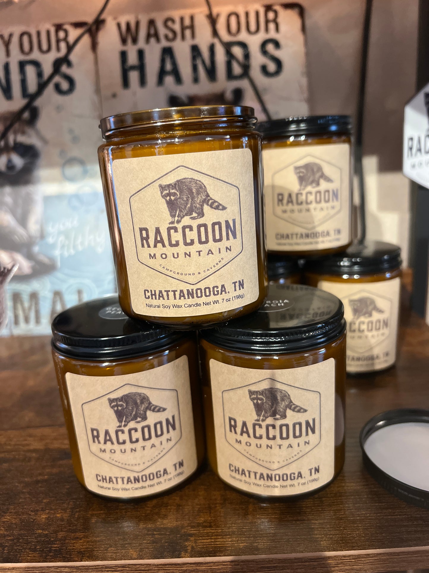 Raccoon Mountain Logo Candle