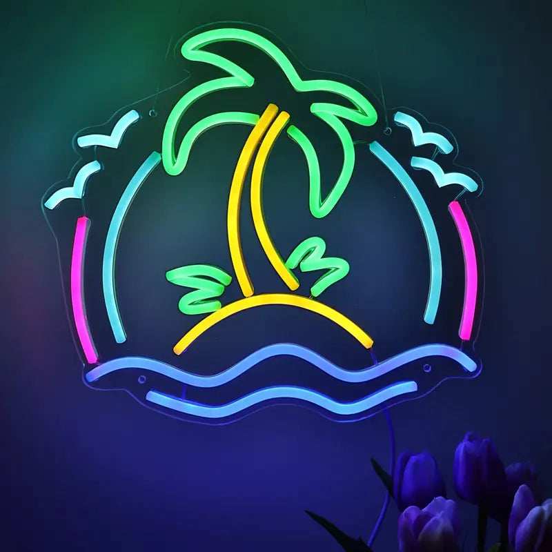 Palm Tree Scene Neon Sign
