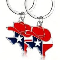 Cowboy Hat on Texas Outline Keychain