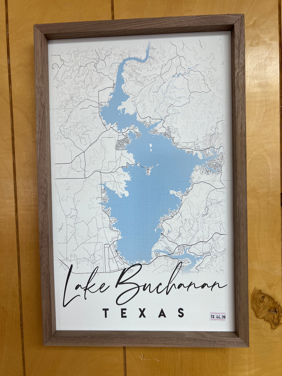 Lake Buchanan Map Wooden Sign