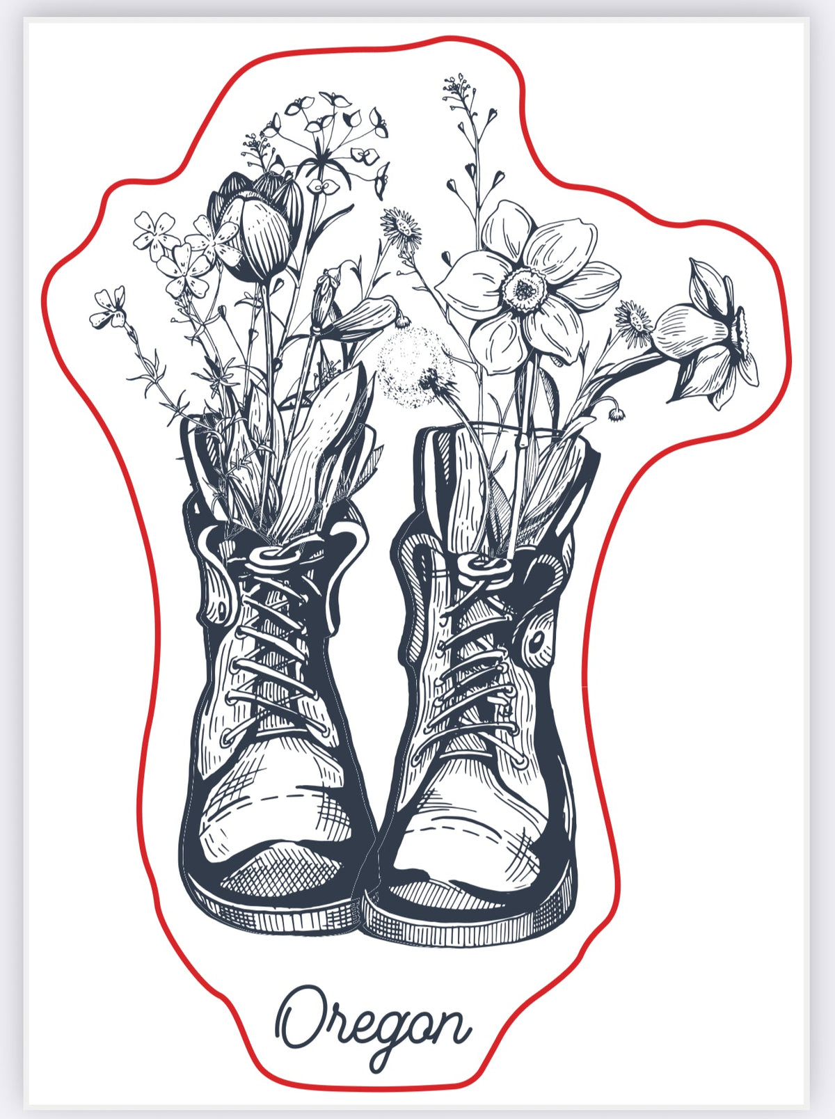 Hiking Boot Flowers Sticker