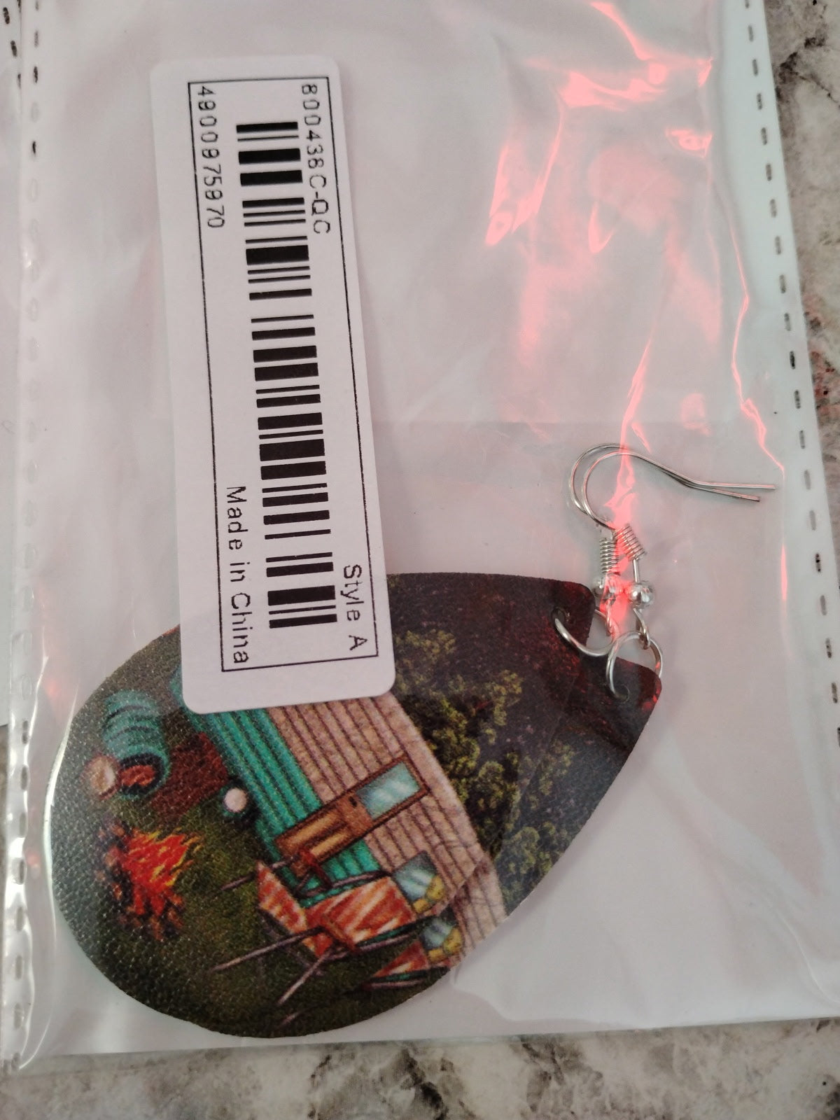 Faux Leather Camper Scene Earrings