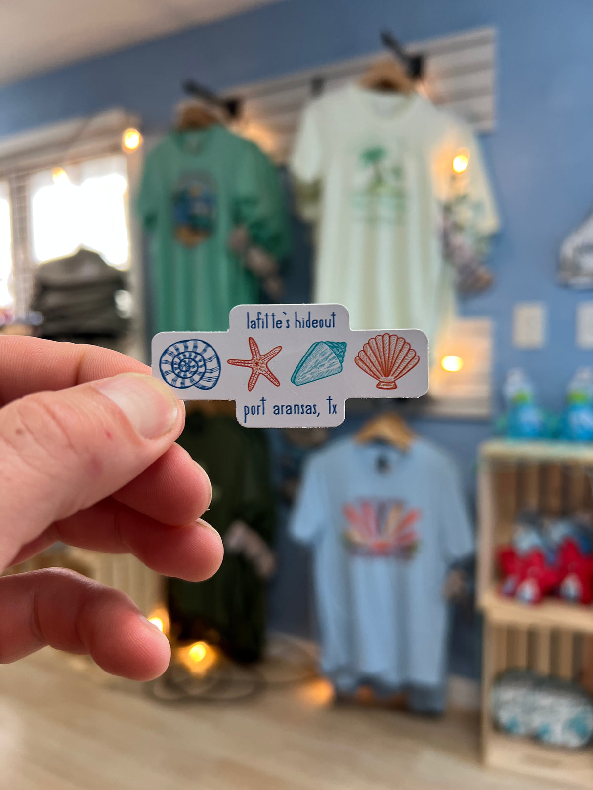 Row of Seashells - LaFitte's Hideout - Port Aransas, TX Sticker