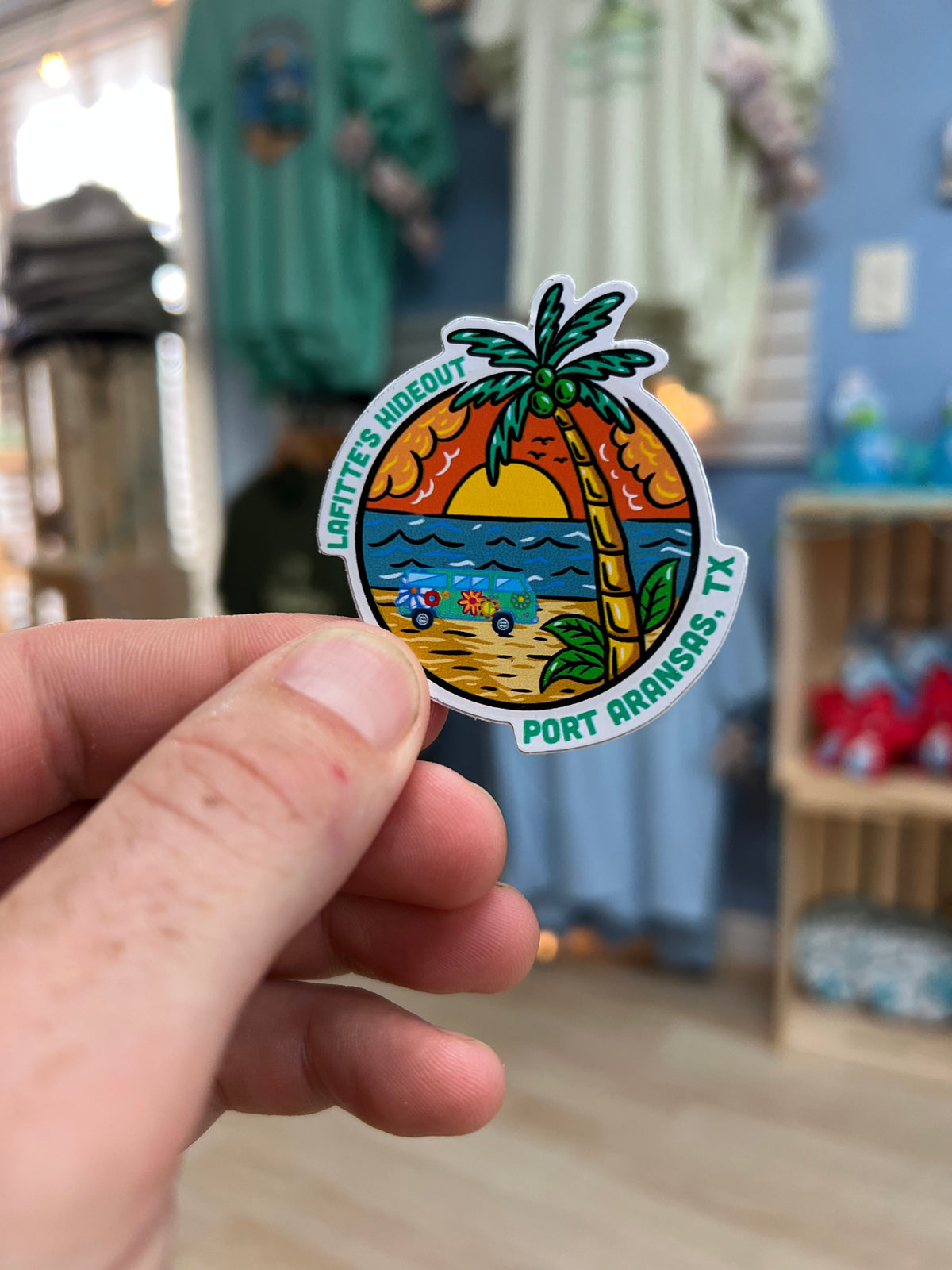 Volkswagen Beach Scene - LaFitte's Hideout - Port Aransas, TX Sticker