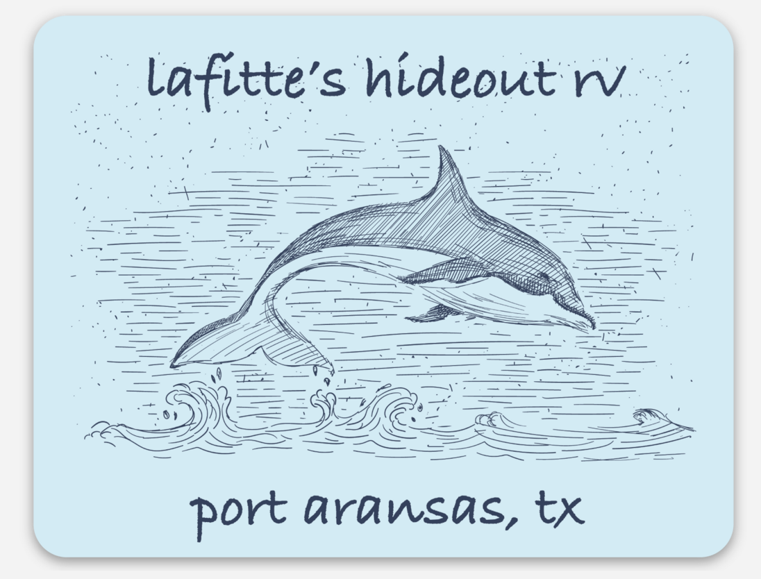 Hand Drawn Jumping Dolphin Magnet - LaFitte's Hideout - Port Aransas, TX Magnet
