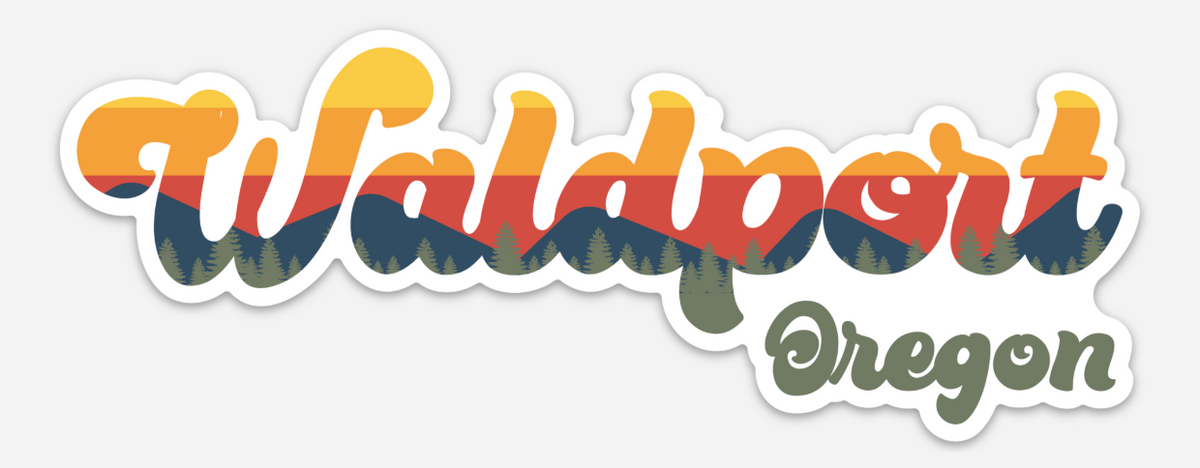 Waldport, Oregon Retro Sunset Magnet