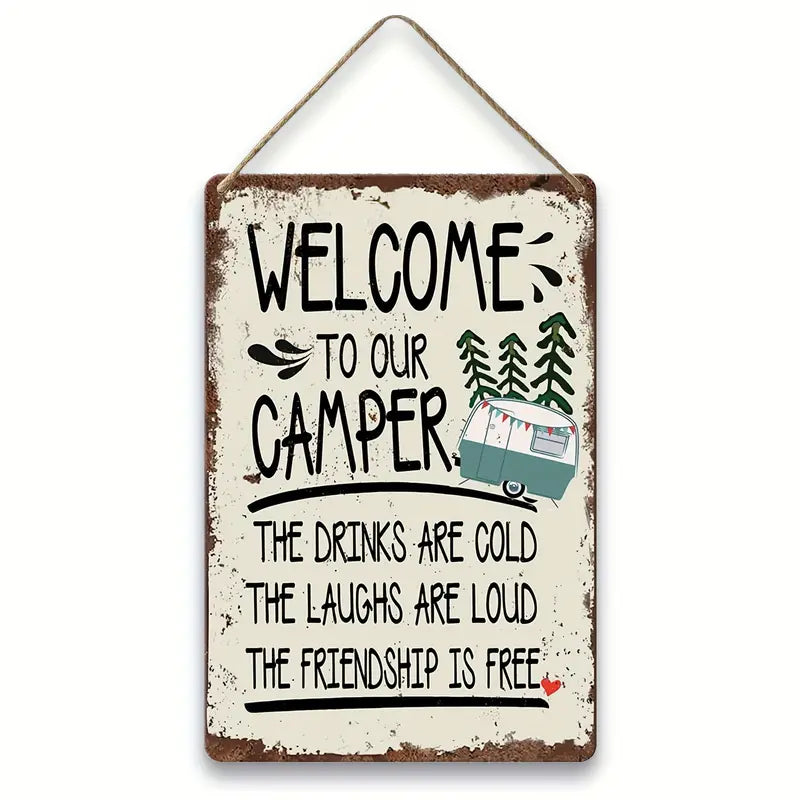 Welcome to Our Camper Wooden Sign w/ Twine