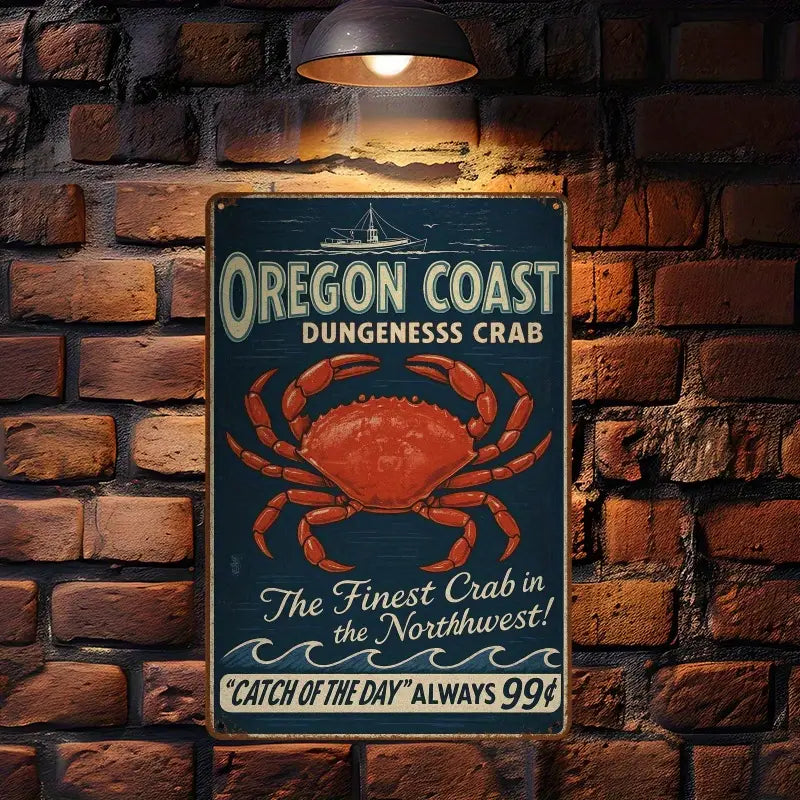 Oregon Coast Dungeness Metal Sign