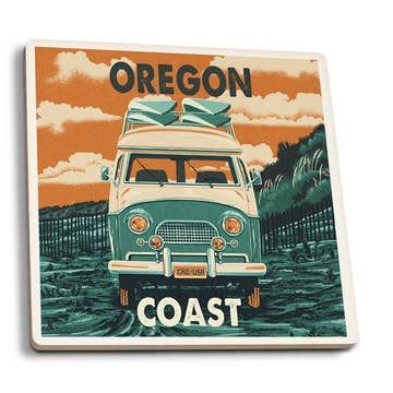 Oregon Coast Volkswagen Ceramic Coaster