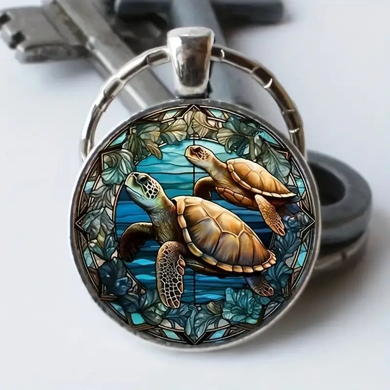 Turtles Swimming Bubble Keychain
