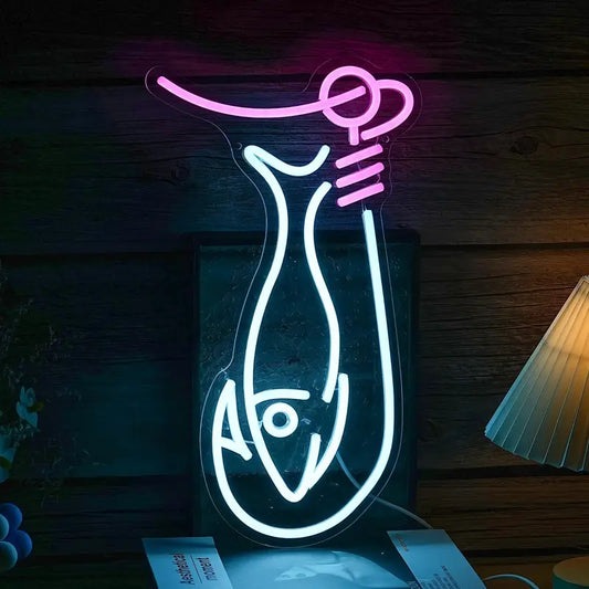 Fish Hook Neon Sign