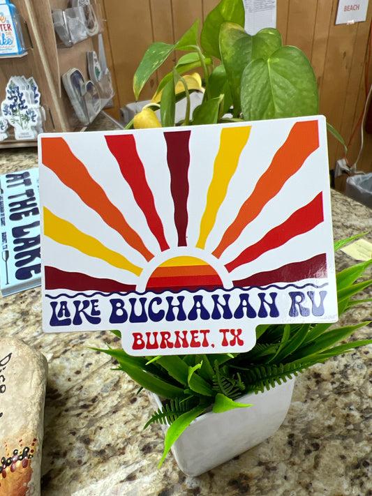 Retro Sunset Lake Buchanan Sticker
