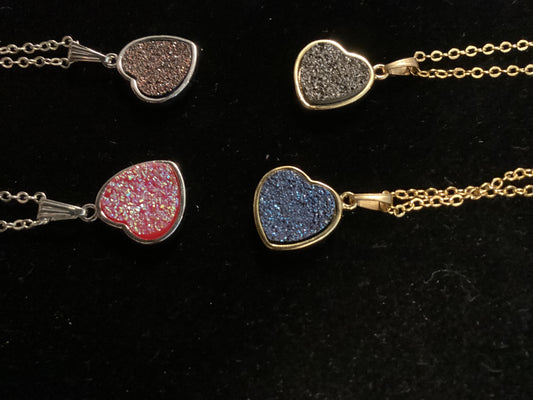 Druzy Heart Necklace