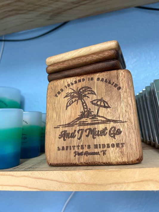 The Island is Calling and I Must Go - LaFitte's Hideout - Port Aransas, TX Wooden Coaster