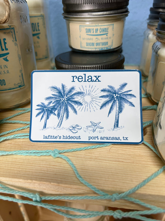 Relax Beach Scene - LaFitte's Hideout - Port Aransas, TX Sticker