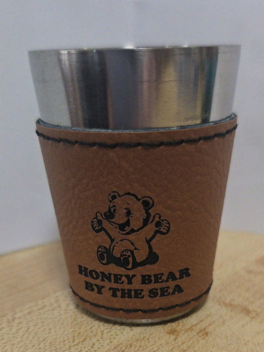 Honey Bear Logo Leatherette Shot Glass