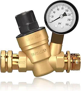 Adjustable RV Water Pressure Regulator w/ Gauge