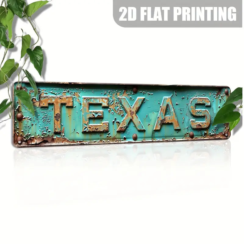 Texas Turquoise Brushed Metal Sign