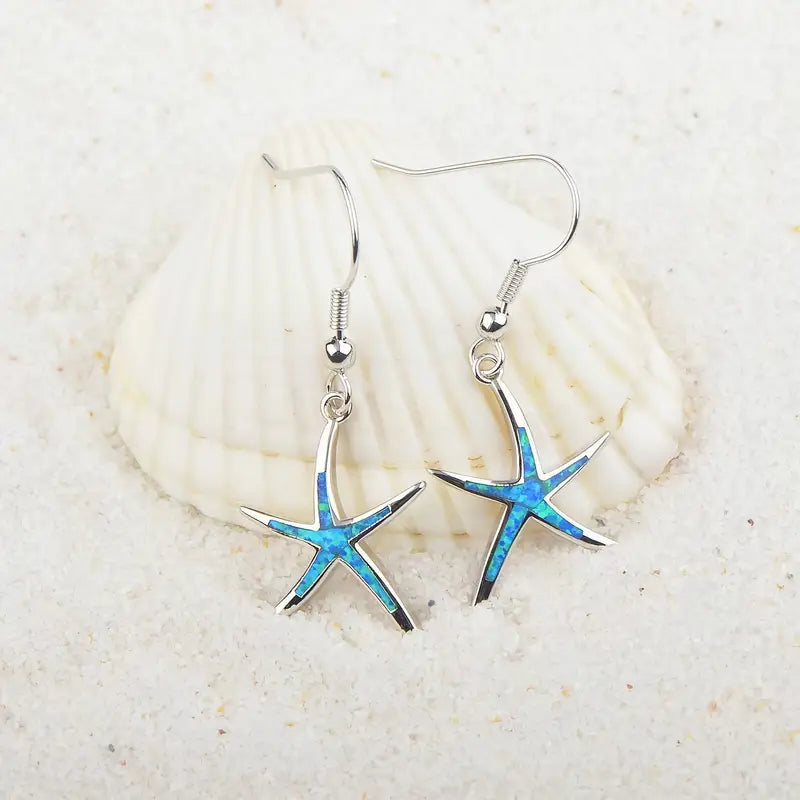 Blue Starfish Earrings