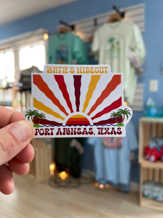 Retro Sunset - LaFitte's Hideout - Port Aransas, TX Sticker