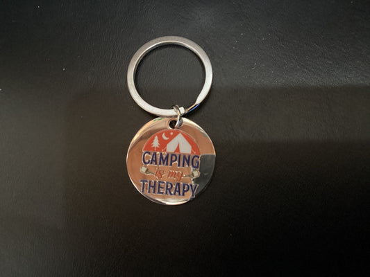 Camping is My Therapy Keychain