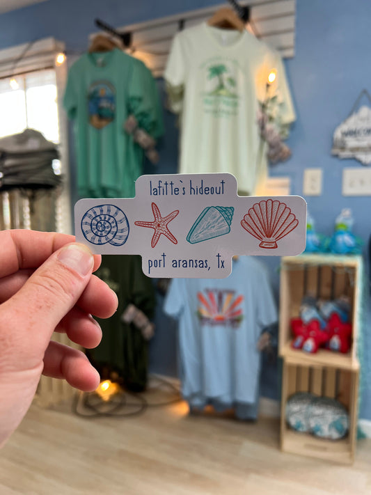Row of Seashells - LaFitte's Hideout - Port Aransas, TX Sticker
