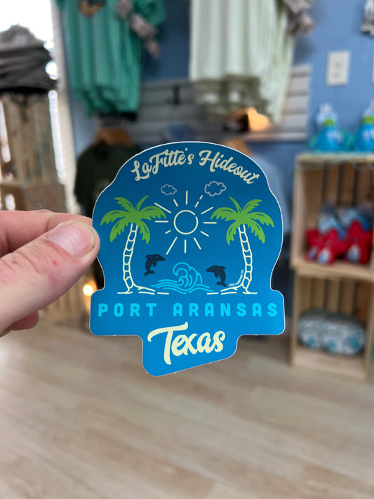 Dolphins Jumping Scene - LaFitte's Hideout - Port Aransas, TX Sticker