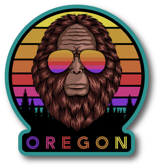 Sasquatch Sunglasses (Aviators) Sunset Oregon Sticker