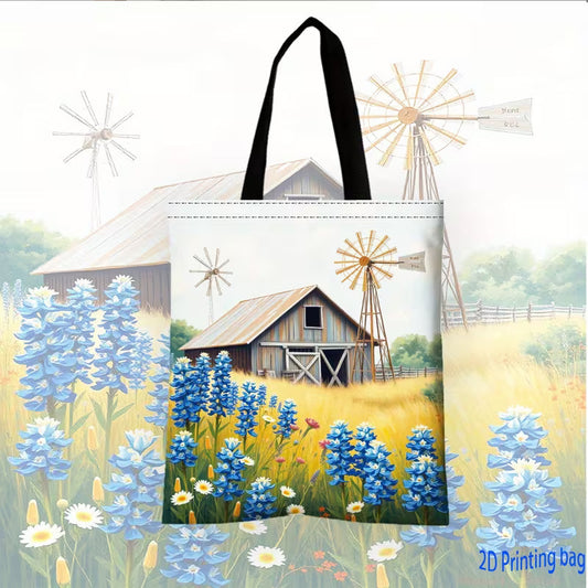 Texas Bluebonnet + Farmhouse Tote Bag