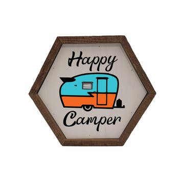 Happy Camper Wooden Octagonal Sign