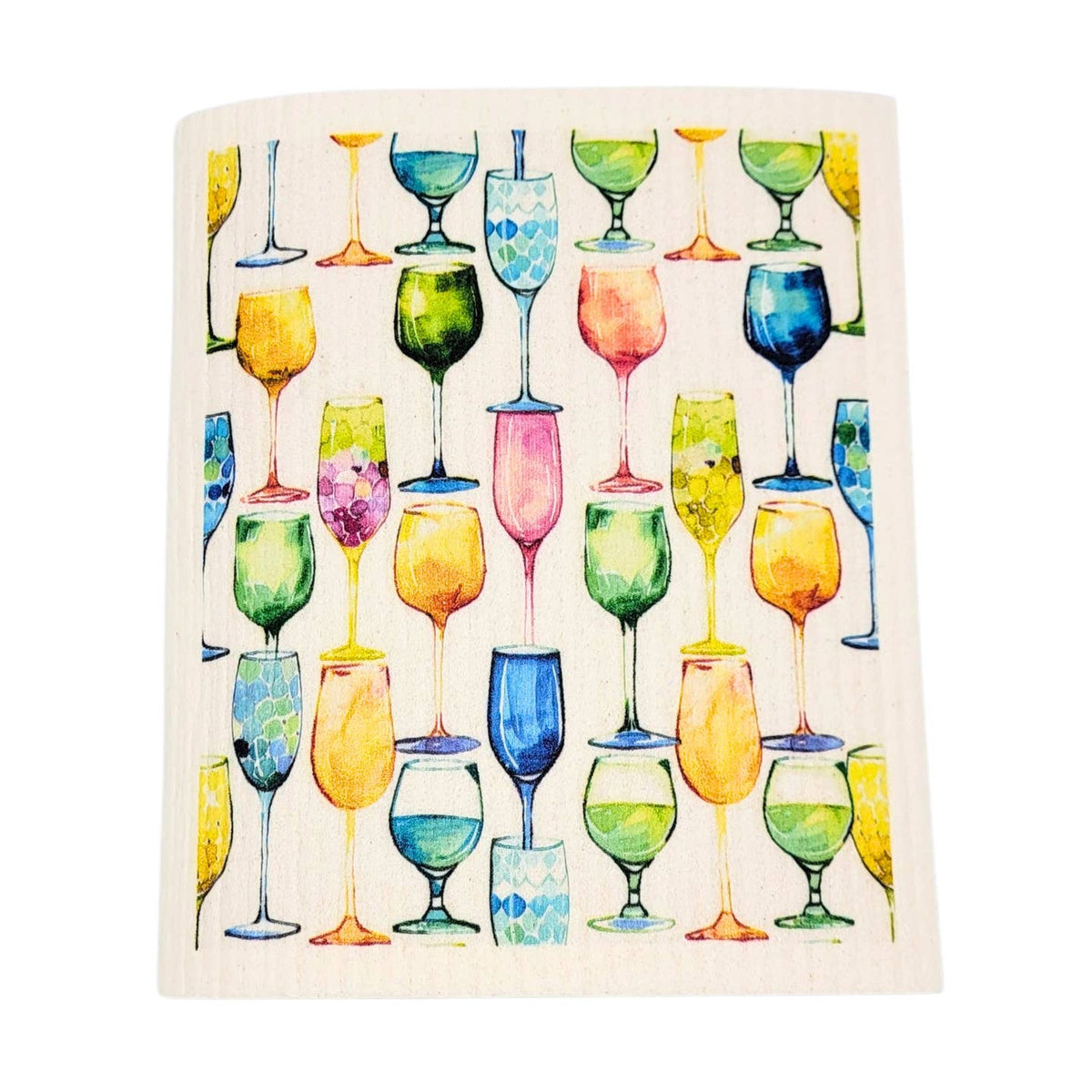 Wine Glasses Swedish Dishcloth