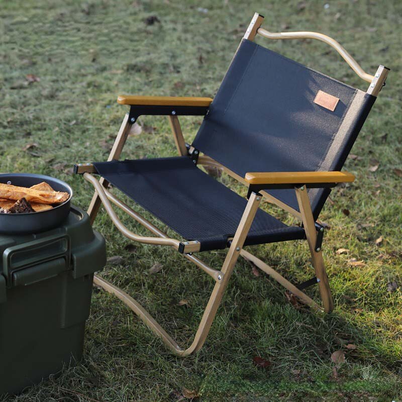 Light Luxury Wood Grain Folding Chair Camping Portable Kermit Chair Aluminum Alloy Bracket Outdoor Light Easy To Carry Chairs