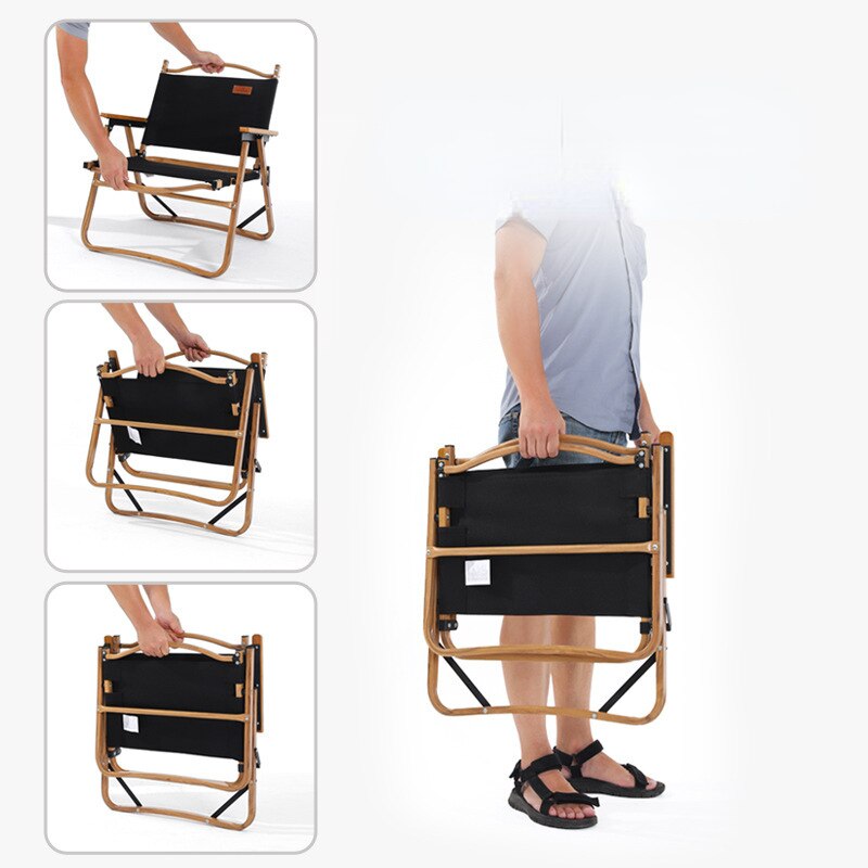 Light Luxury Wood Grain Folding Chair Camping Portable Kermit Chair Aluminum Alloy Bracket Outdoor Light Easy To Carry Chairs