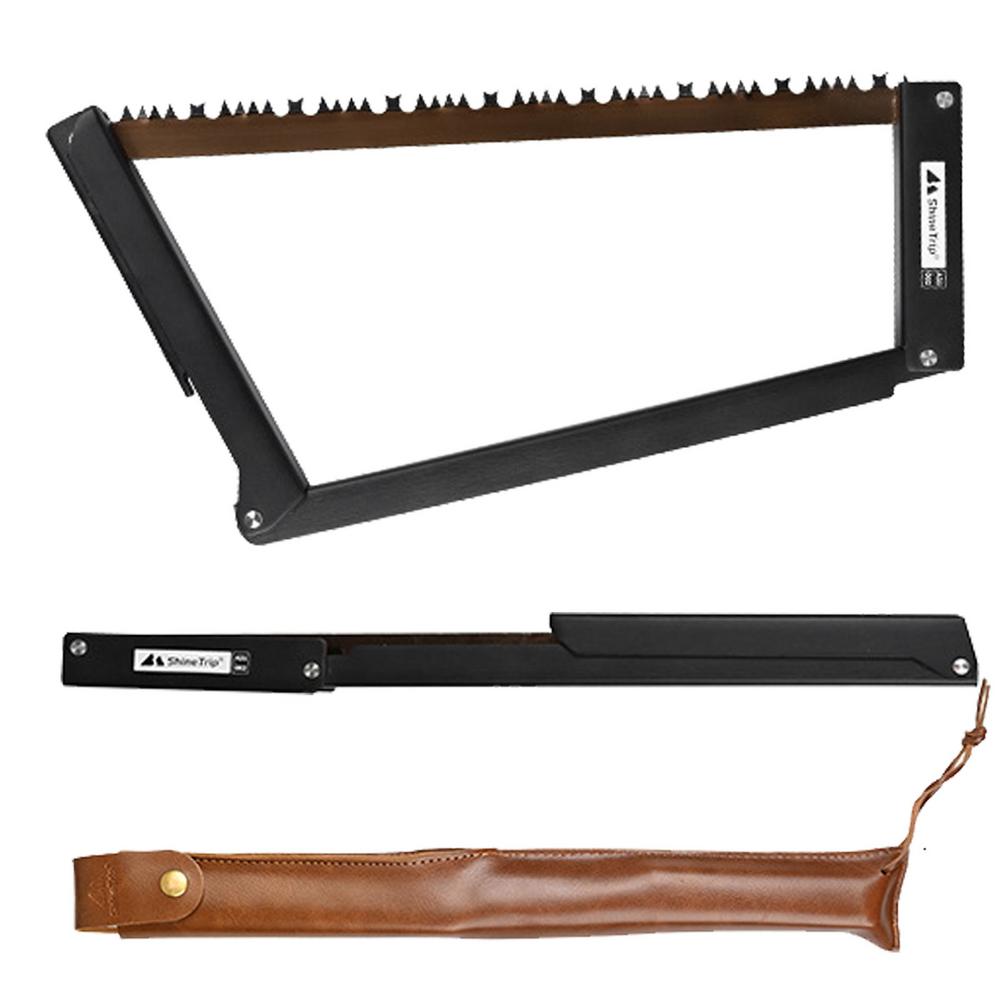 Folding Saw Aluminium Alloy Camping Handsaw Rugged Leather Sheath All Purpose Blade Gardening Outdoor Tools