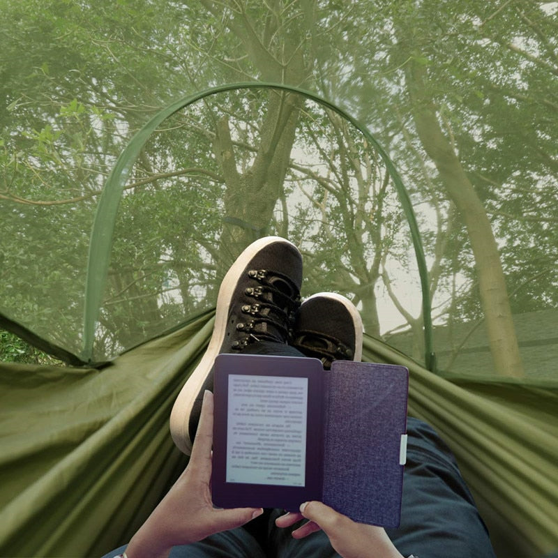 2022 Camping Hammock with Mosquito Net Pop-Up Light Portable Outdoor Parachute Hammocks Swing Sleeping Hammock Camping Stuff